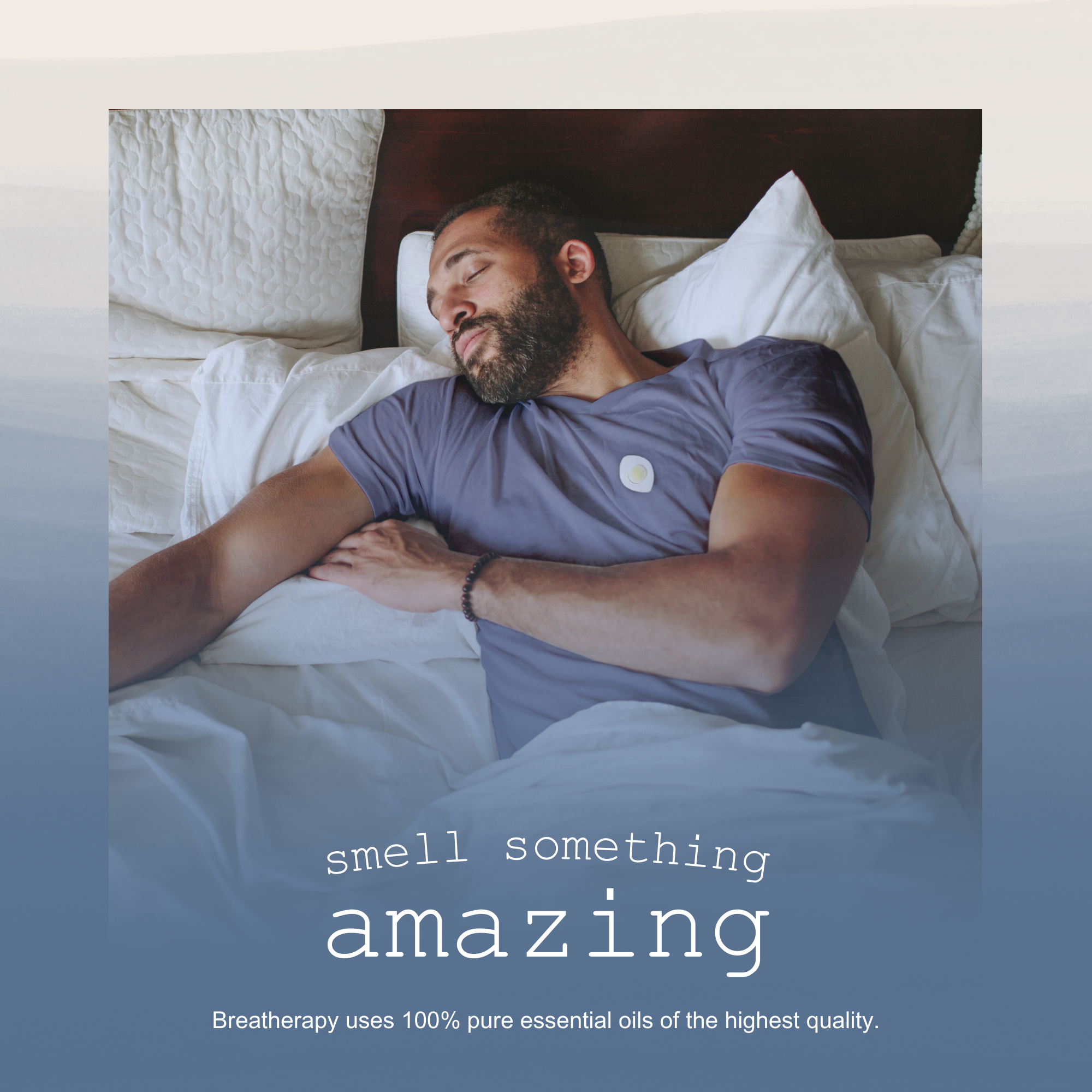 Breatherapy man sleeping with sleep patch on.